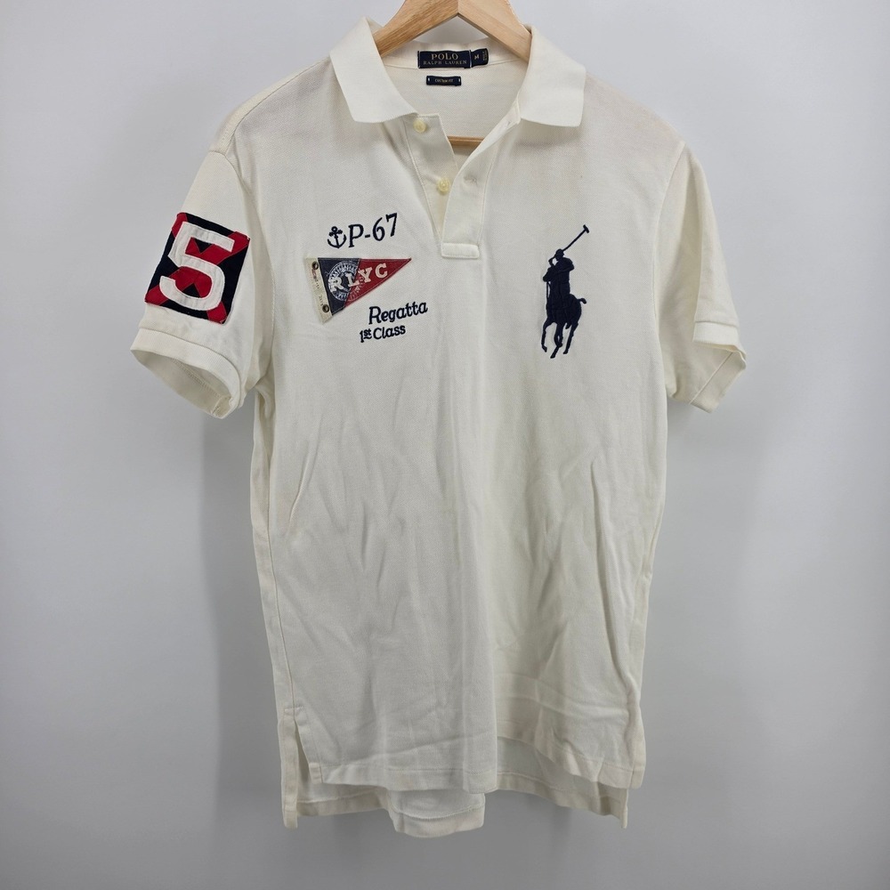 Polo Ralph Lauren Mens White Regatta 1st Class Olympic Team Polo Shirt Medium